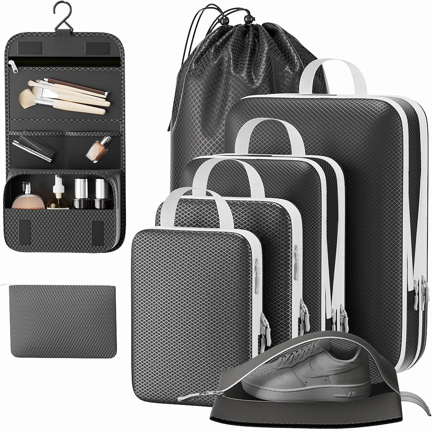 8 Set Packing Cubes for Travel - Double Zipper Compression Design, Space Saving, Sorting and Organizing Travel Luggage Items