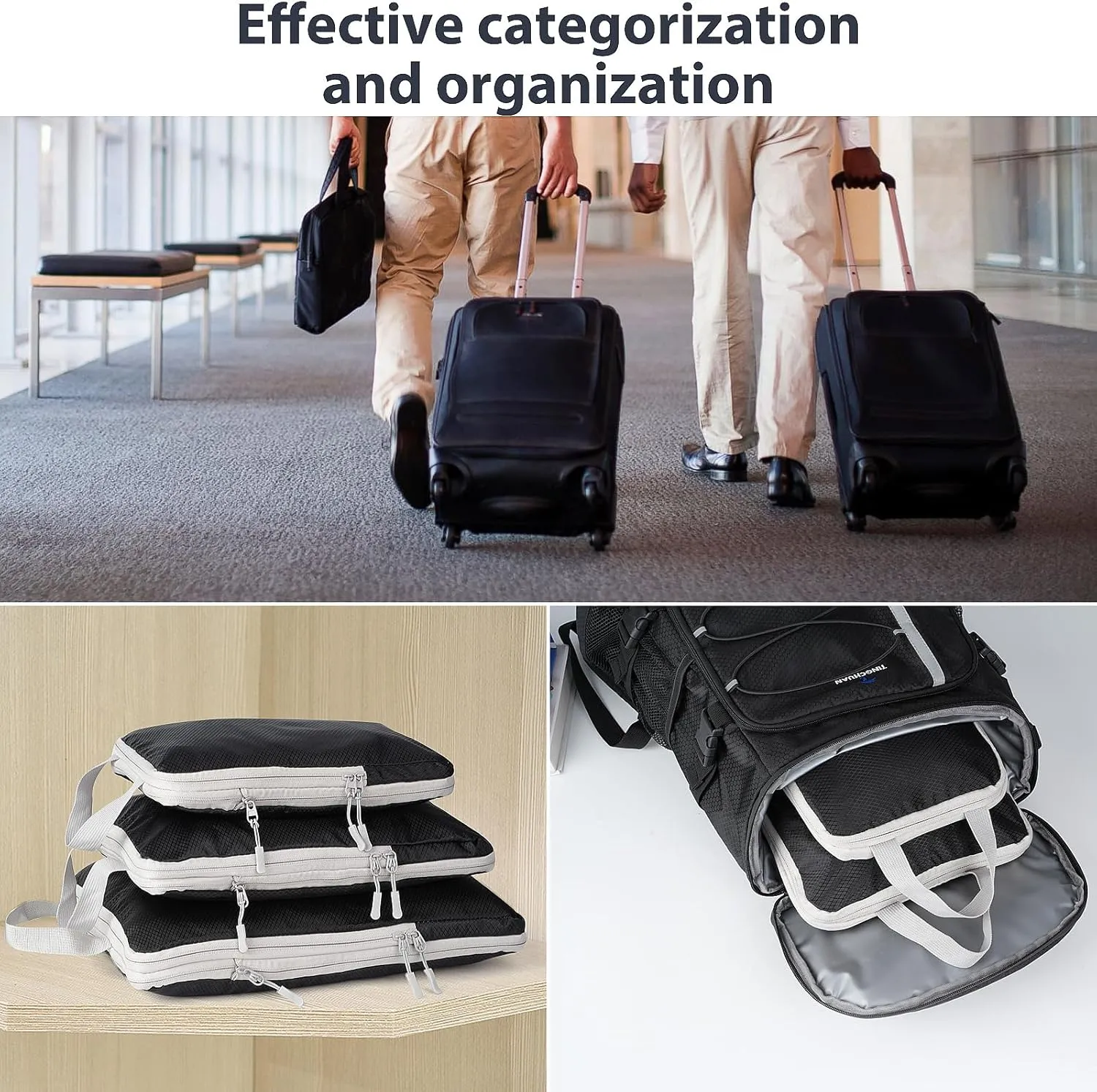 8 Set Packing Cubes for Travel - Double Zipper Compression Design, Space Saving, Sorting and Organizing Travel Luggage Items