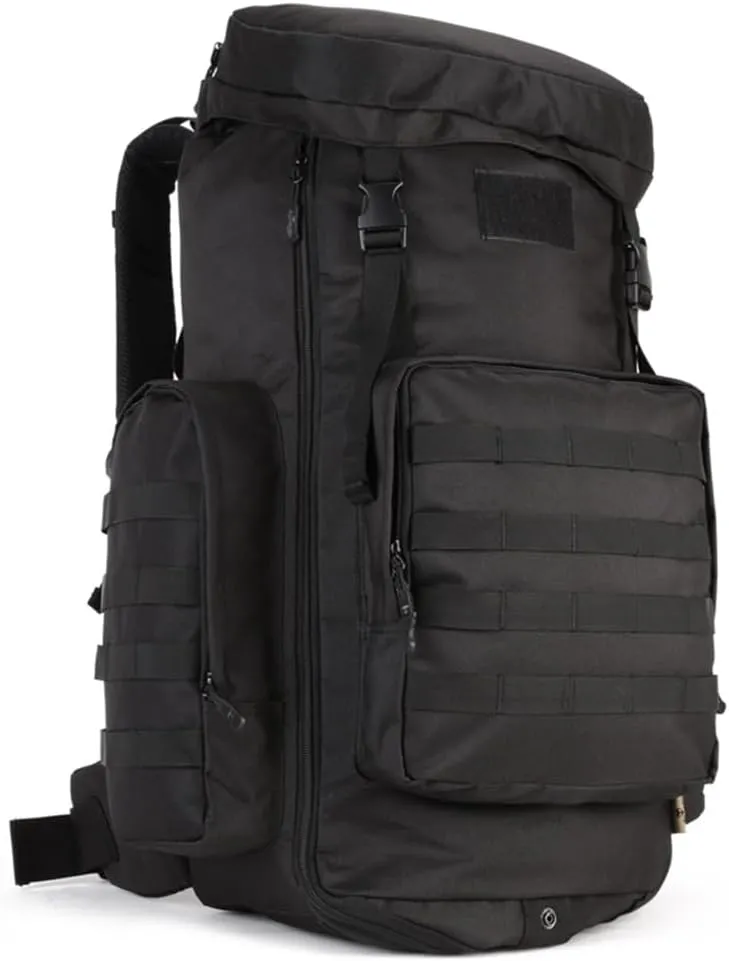 80L Nylon fabric Backpacks Camping Hiking Backpack Trekking Daypack Outdoor Backpacks, Black, One Size