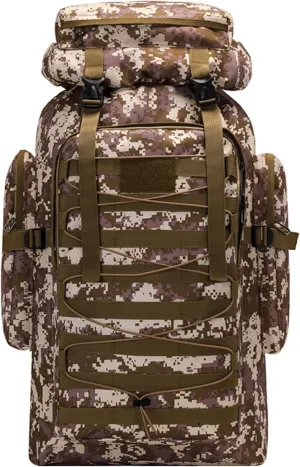 80L Outdoor Camping Backpack for Men Women, Large Capacity Polyester Tactical Rucksack Hiking Travel Duffel Bags (B/Multicolor)