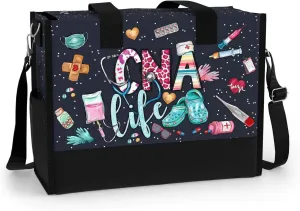 84hoods Large Waterproof Tote Bag with Pockets and Zipper for Travel, Work, Grocery. Gift for CNA.