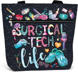 84hoods Large Waterproof Tote Bag with Pockets and Zipper for Work. Gift for Nurse. Shoulder Bag for Women.