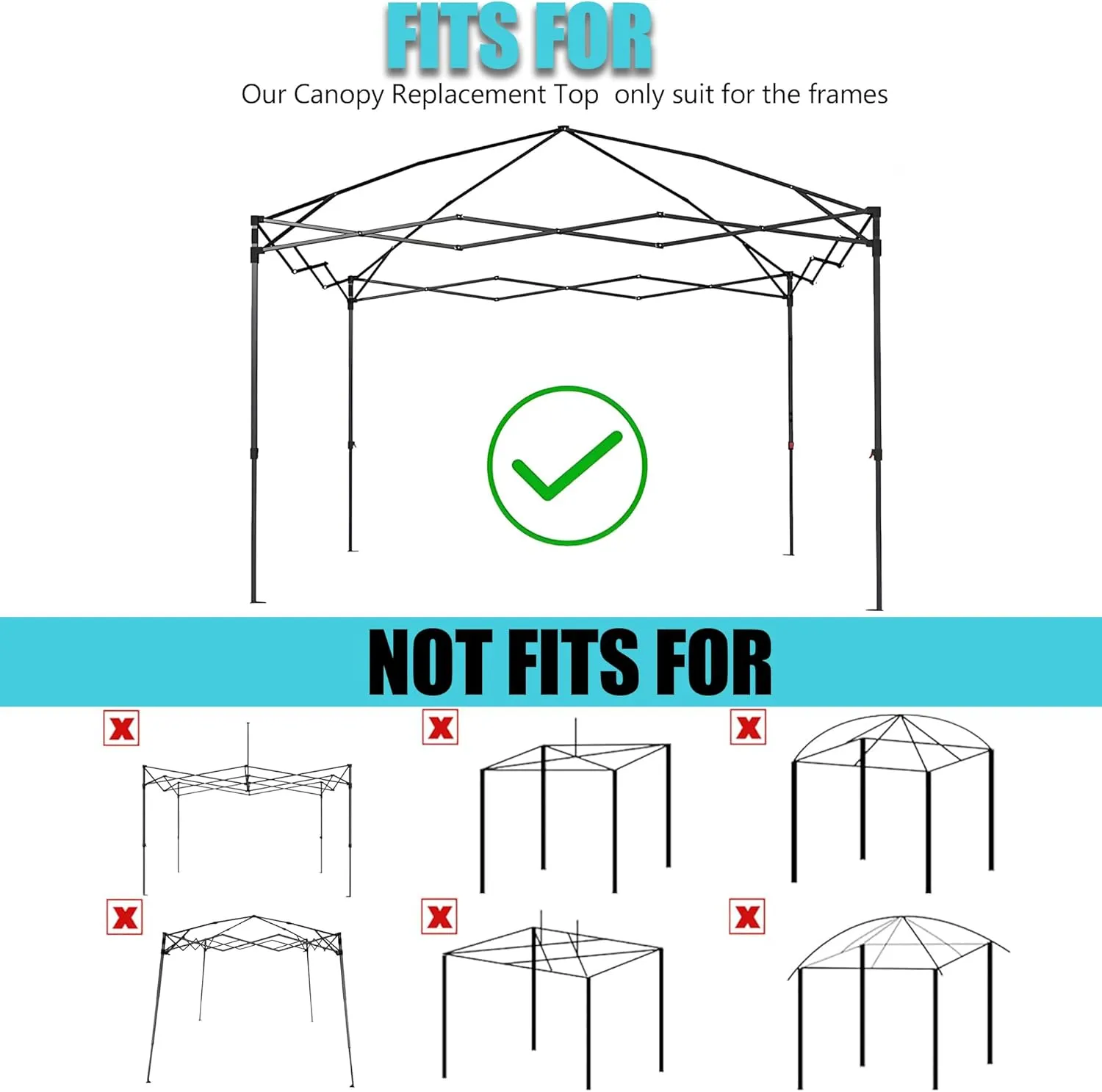 8x8 Canopy Replacement Top, Replacement Cover for 8x8 Pop Up Canopy Tent (Top Cover Only) Grey