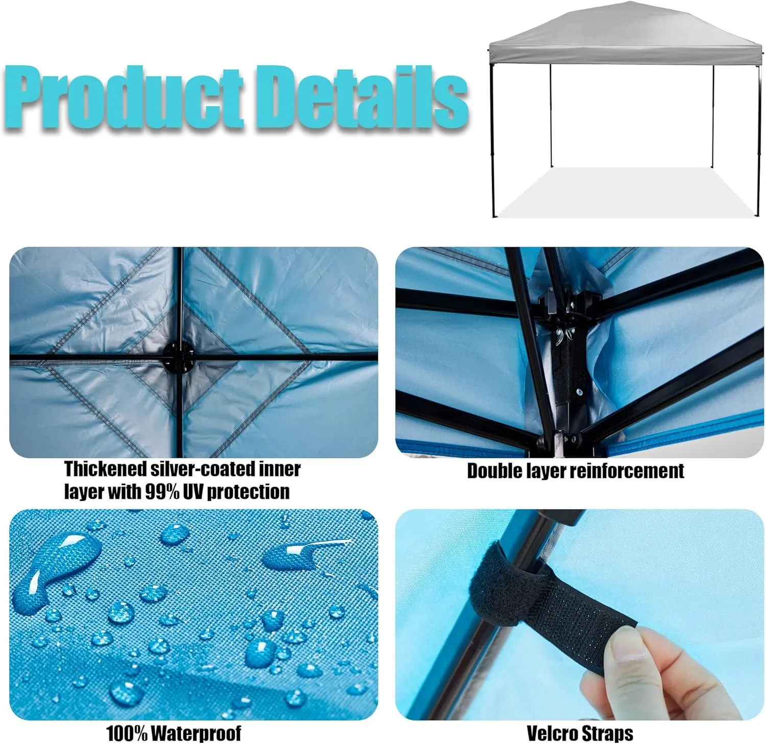 8x8 Canopy Replacement Top, Replacement Cover for 8x8 Pop Up Canopy Tent (Top Cover Only) Grey