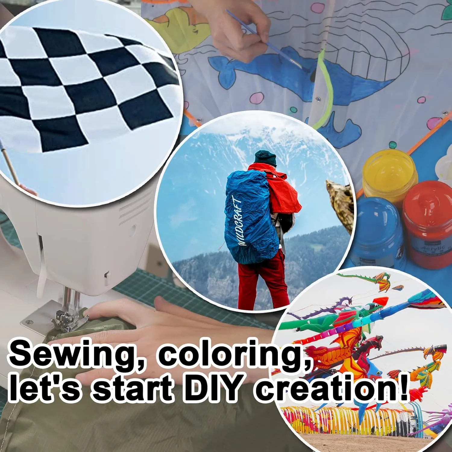 9KM DWLIFE Nylon Ripstop Fabric, Sky Blue 60x196 Inch, 40D Waterproof, Lightweight, Windproof, Bulk Fabric for Kite, Tent, Flag, Bag, Tarp Cover, Outdoor DIY Project