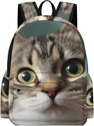 A Curious Cat Laptop Backpack for Women Lightweight Computer Bag Casual Bag Travel Backpacks for Men