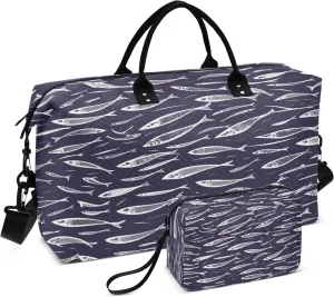 A Flock Of Swimming Fish Travel Duffle Bag for Men Women Gym Bag with Storage Bag Weekender Bag Carry on Bags for Travel Trip Gym Yoga