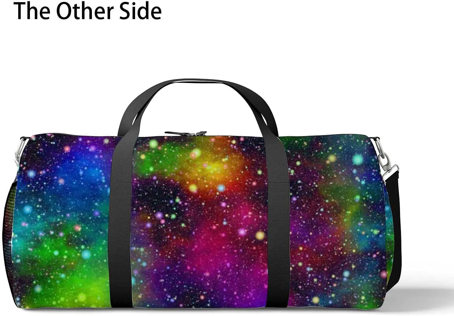 Abstract Bright Colorful Universe Sports Duffel Bag Travel Gym Tote Bags Lightweight Durable Shoulder Strap Waterproof Polyester Outside Mesh Pocket Overnight Trip Duffel Bag for Women Men