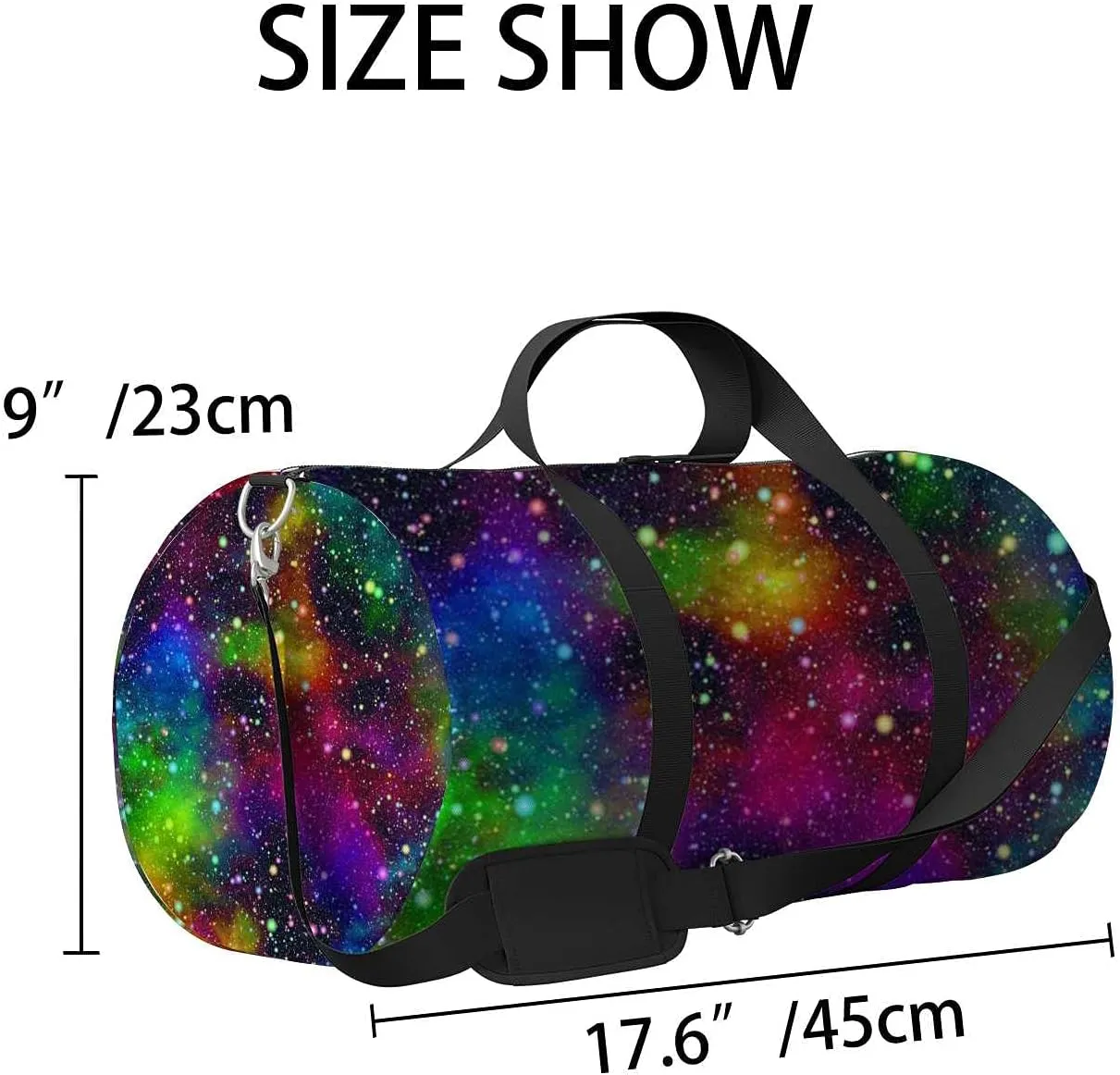 Abstract Bright Colorful Universe Sports Duffel Bag Travel Gym Tote Bags Lightweight Durable Shoulder Strap Waterproof Polyester Outside Mesh Pocket Overnight Trip Duffel Bag for Women Men