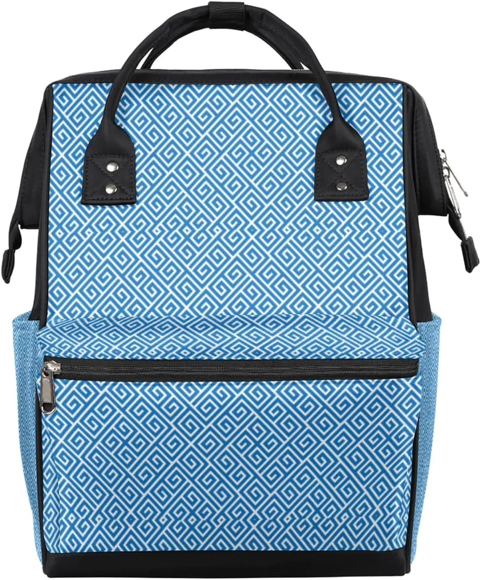 Abstract Geometric Maze Diaper Bag Tote Large Capacity Waterproof with Adjustable Shoulder Strap and Pram Straps Mommy Bag for Hospital Beach Weekender Travel