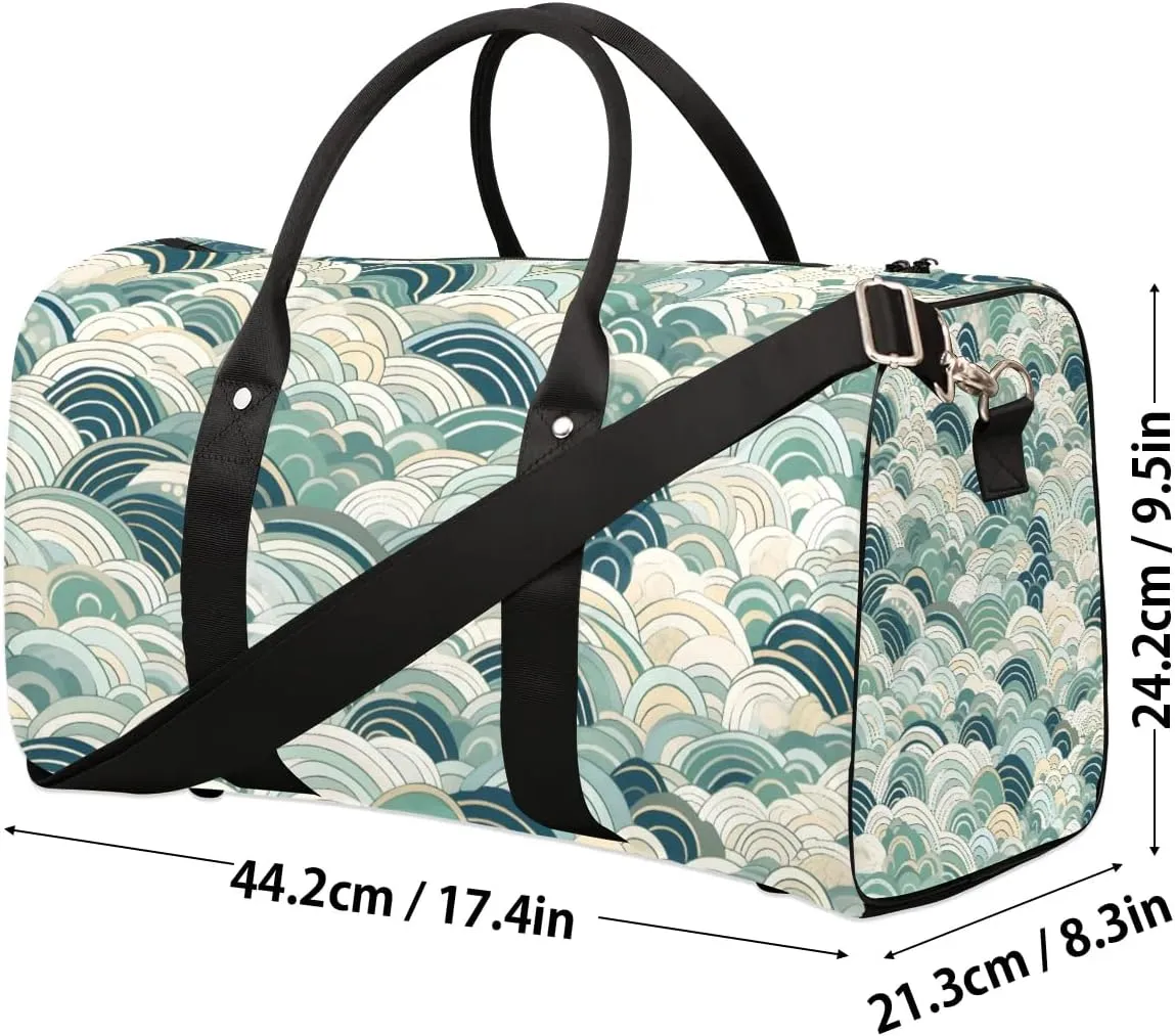 Abstract Sea Water Foldable Lightweight Duffle Bag for Travel - Waterproof Carry On Bags for Airplanes, Travel Duffel Bags for Gym, Weekend