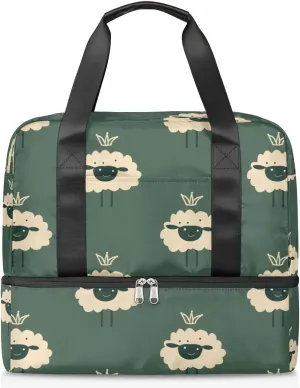 Abstract Sheep Travel Duffel Bag Dry Wet Separated Sports Tote Travel Duffle Bag Gym Workout Bag Women Travel Duffel Bag for Women, Travel, Gym, Work