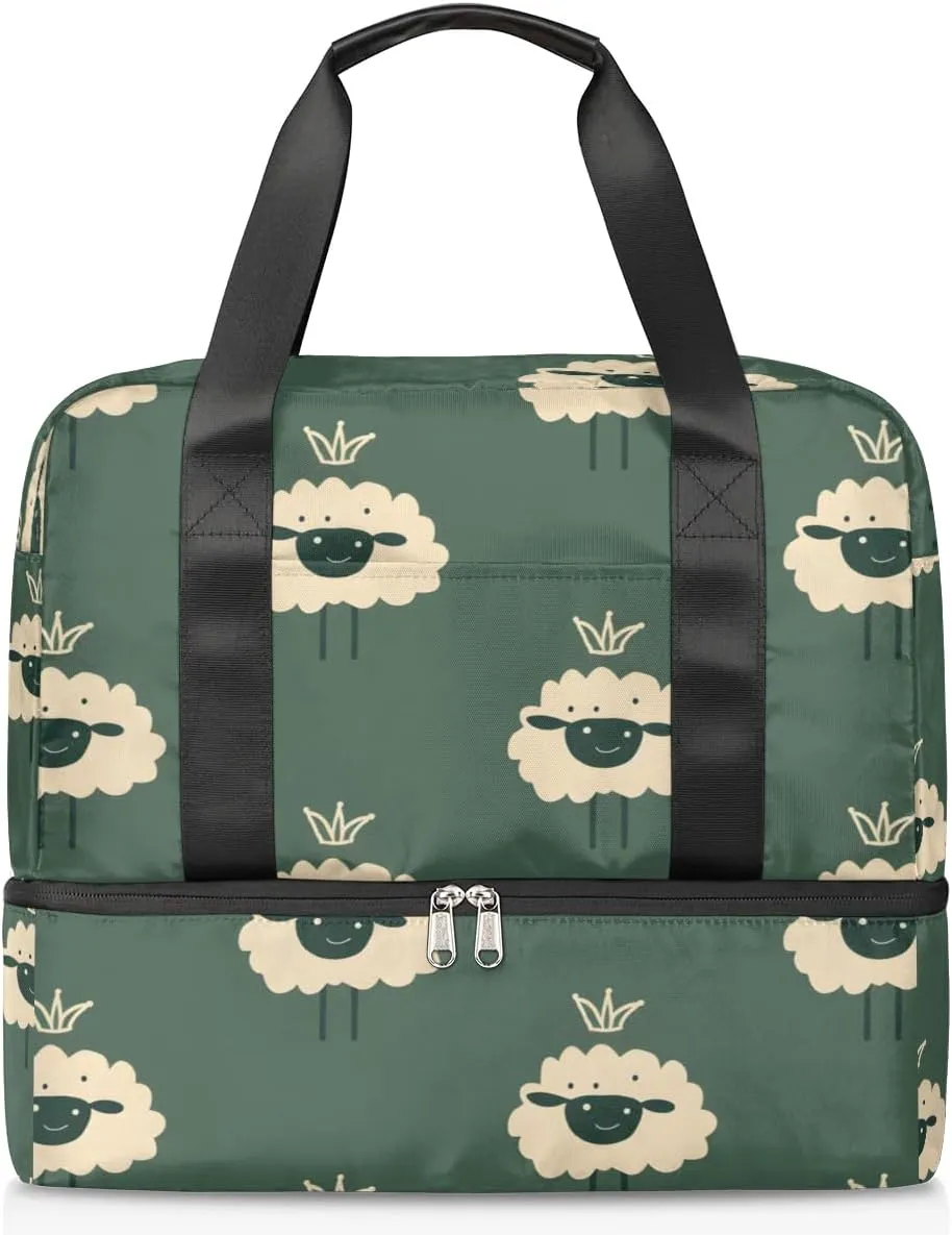 Abstract Sheep Travel Duffel Bag Dry Wet Separated Sports Tote Travel Duffle Bag Gym Workout Bag Women Travel Duffel Bag for Women, Travel, Gym, Work