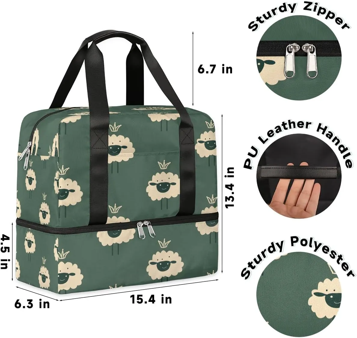 Abstract Sheep Travel Duffel Bag Dry Wet Separated Sports Tote Travel Duffle Bag Gym Workout Bag Women Travel Duffel Bag for Women, Travel, Gym, Work