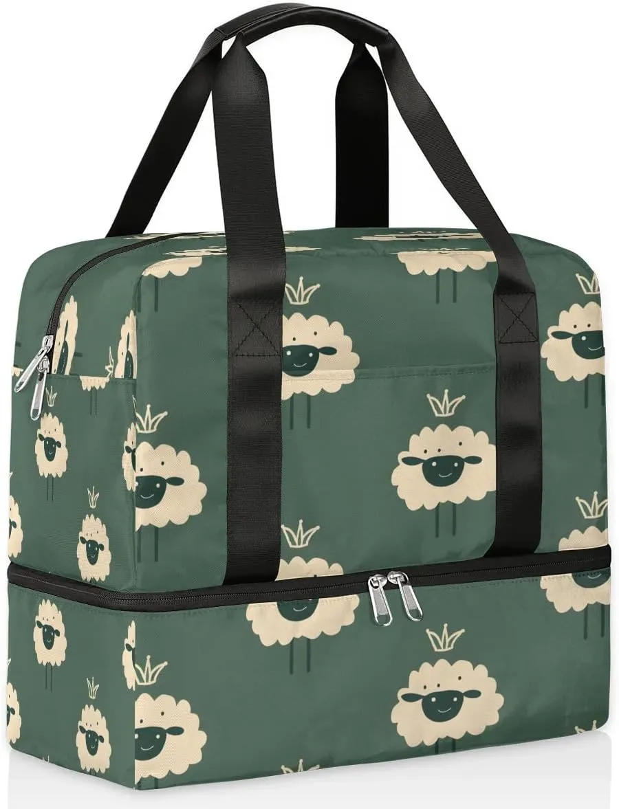 Abstract Sheep Travel Duffel Bag Dry Wet Separated Sports Tote Travel Duffle Bag Gym Workout Bag Women Travel Duffel Bag for Women, Travel, Gym, Work