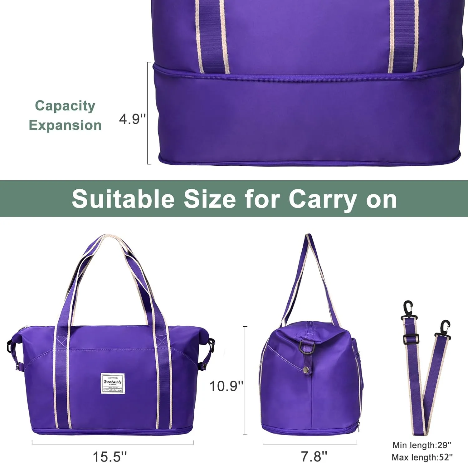 ACdream Large Travel Tote Bag, Duffle Weekender Overnight Carry On Luggage,