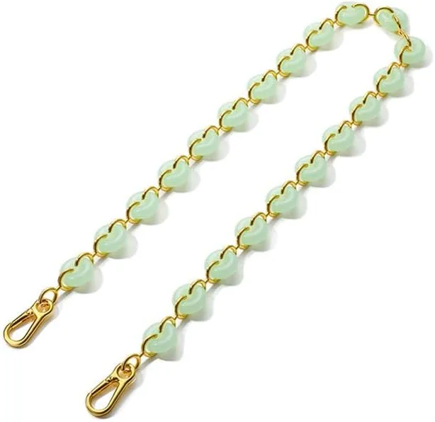 Acrylic Chain Purse Straps Replacement Bag Strap for Shoulder Purse Bag Extender Chain Gold Chain Green