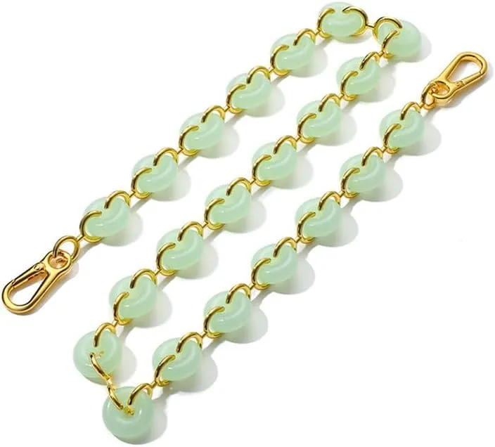 Acrylic Chain Purse Straps Replacement Bag Strap for Shoulder Purse Bag Extender Chain Silver Chain Green