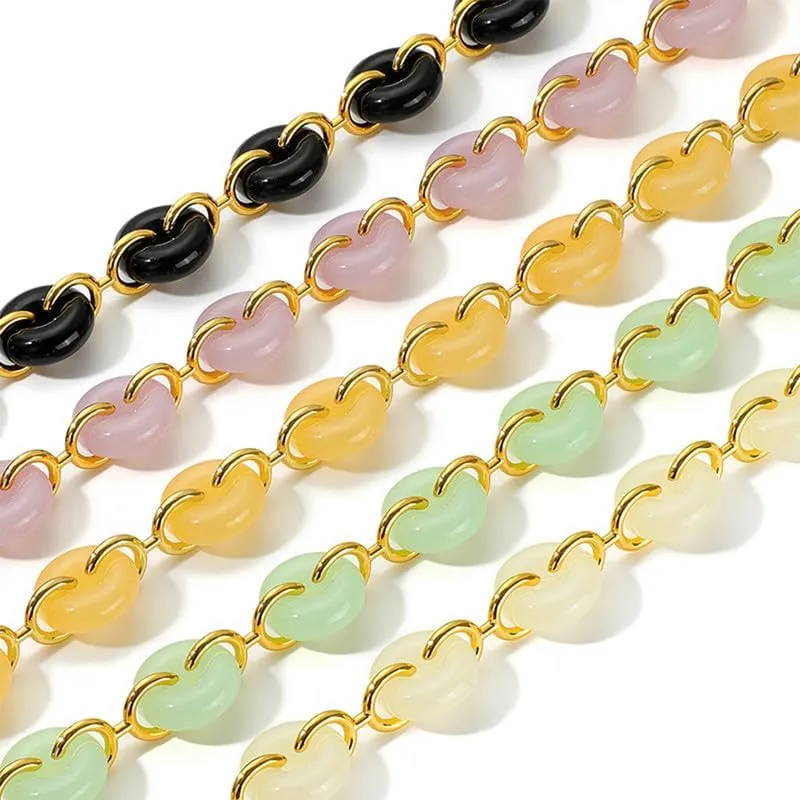 Acrylic Chain Purse Straps Replacement Bag Strap for Shoulder Purse Bag Extender Chain Silver Chain Green