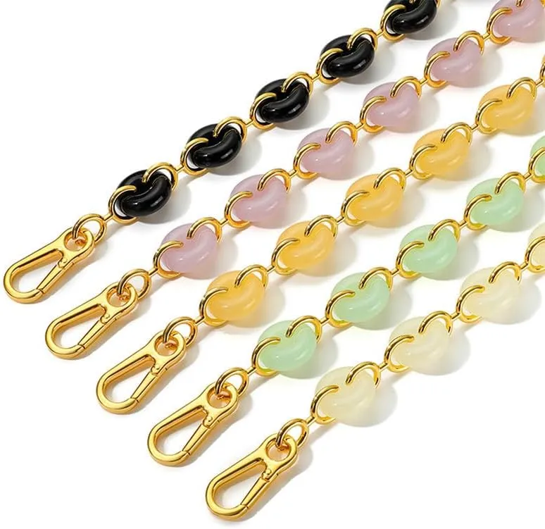 Acrylic Chain Purse Straps Replacement Bag Strap for Shoulder Purse Bag Extender Chain Silver Chain Green