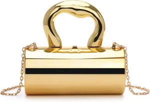 Acrylic Clutch Tote Bag, Gold Acrylic Clutch Purses for Women, Acrylic Purse with Removable Strap and Lift-Up Lock, Gold Clutch Purses for Women with Large Capacity, Hobo Bag and Satchel Crossbody Bag