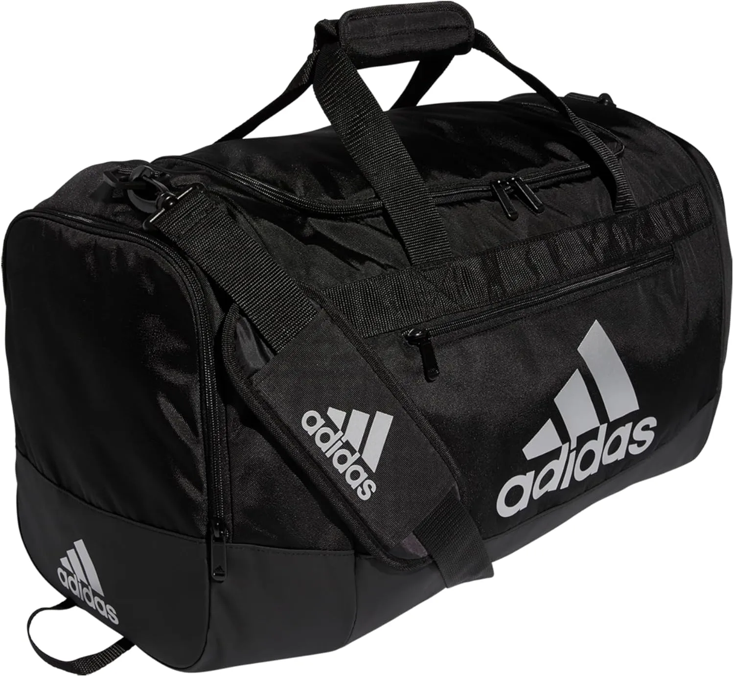 adidas Unisex Defender 4.0 Gym Duffel Bag for Men and Women, Black/Silver Metallic, Medium (66L)