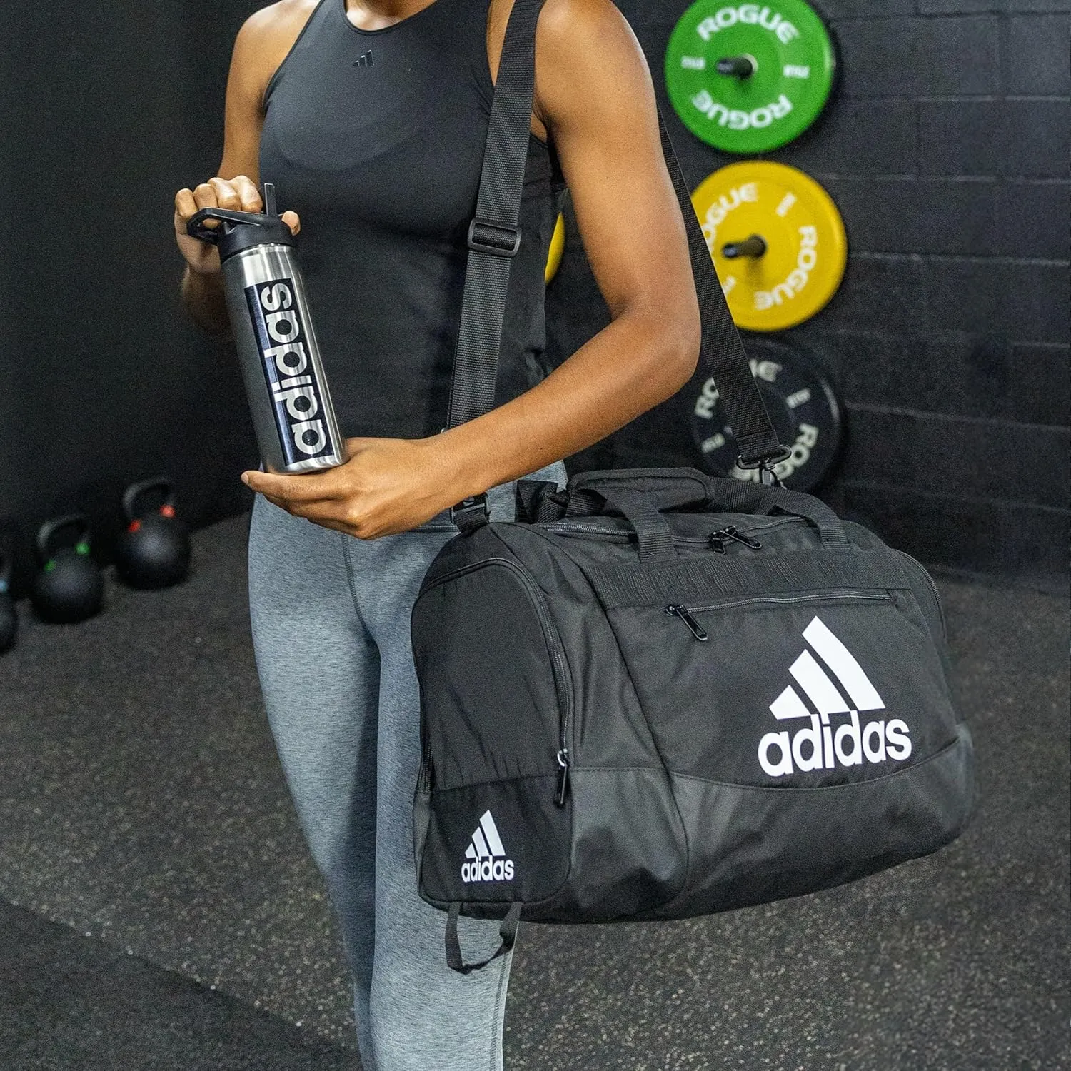 adidas Unisex Defender 4.0 Gym Duffel Bag for Men and Women, Jersey Onix Grey/Black, Medium (66L)