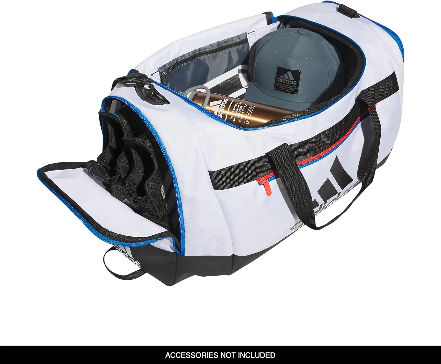 adidas Unisex Defender 4.0 Gym Duffel Bag for Men and Women, Two Tone White-Clear Onix/Bright Royal Blue/Black, Medium (66L)