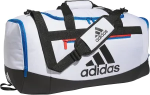 adidas Unisex Defender 4.0 Gym Duffel Bag for Men and Women, Two Tone White-Clear Onix/Bright Royal Blue/Black, Medium (66L)