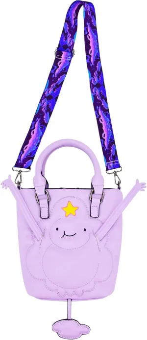 Adventure Time Tote Bag, Lumpy Space Princess Mini Handbag with Adjustable Crossbody Shoulder Strap, Purple