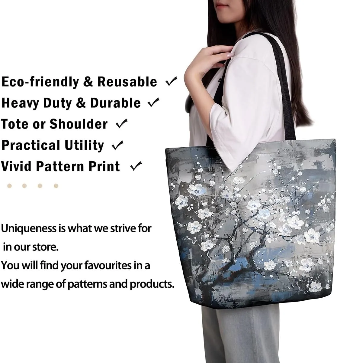 Aesthetic Canvas Tote Bag for Women,Blue Marble Reusable Grocery Handbag,Modern Abstract Shopping Canvas Bags