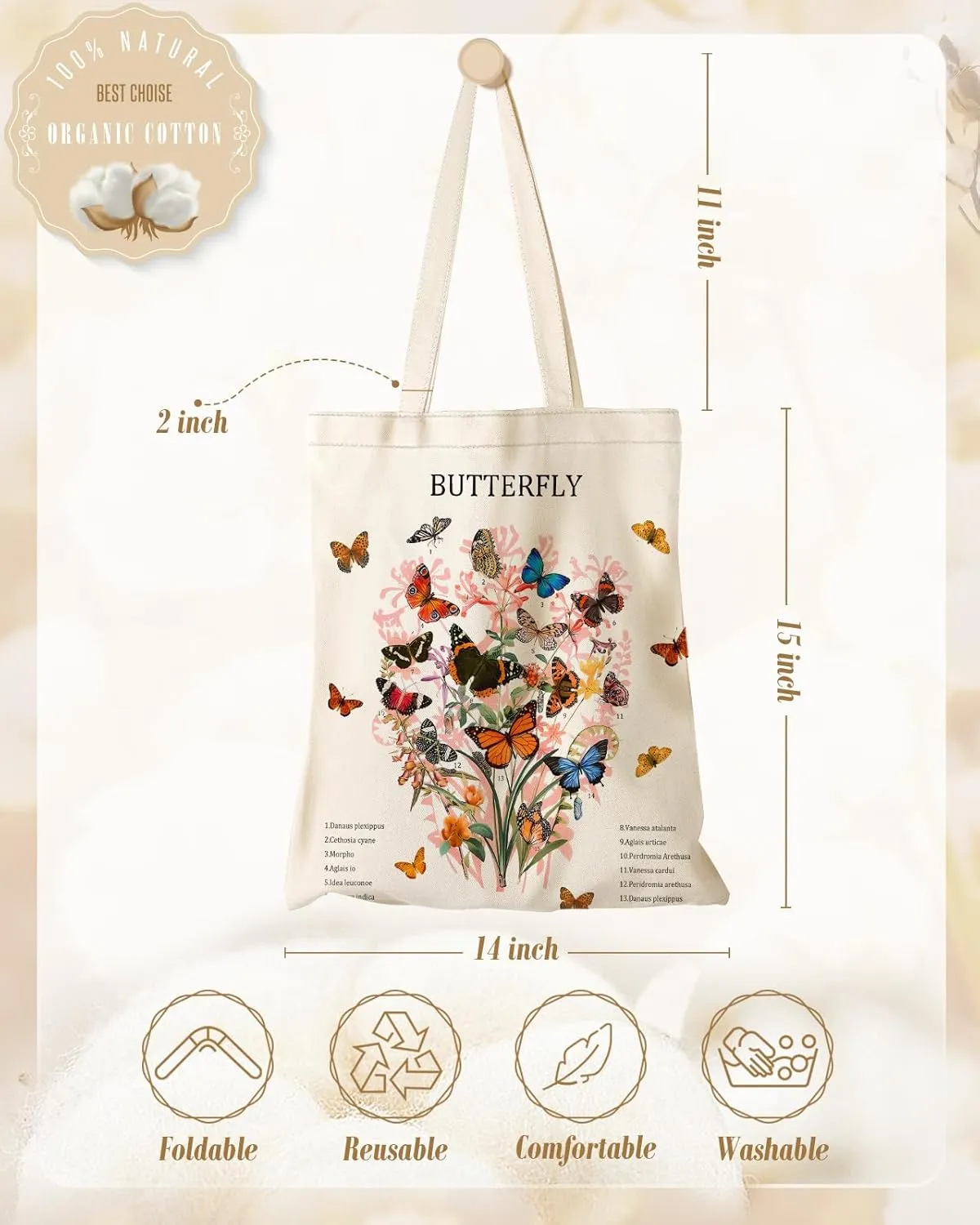 Aesthetic Canvas Tote Bag - Reusable Shoulder Tote Bag for Women Lady Casual Vacation, Shopping, Work, Gym