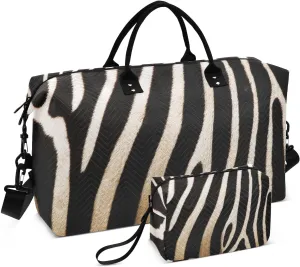 Aflyko Animal Print Travel Duffel Bag Vintage Zebra Skin Sport Tote Gym Bag Weekender Overnight Bag for Men Women Flight Approved Carry On Bag Fitness Dance Go-To Bag Daily Bag, Medium