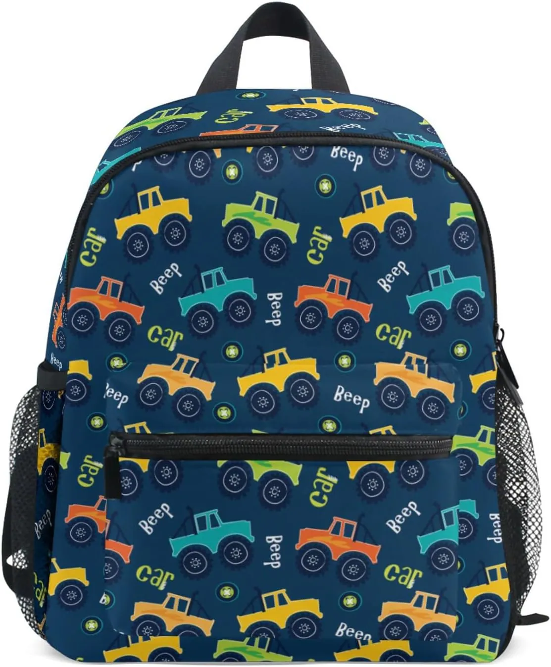 Aflyko Kids Backpack Beep Car Off Road Cartoon Daycare Kindergarten Daypack Toddler Travel Girls Boys Waterproof Preschool Bag 10" × 4" × 12"