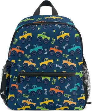 Aflyko Kids Backpack Beep Car Off Road Cartoon Daycare Kindergarten Daypack Toddler Travel Girls Boys Waterproof Preschool Bag 10" × 4" × 12"