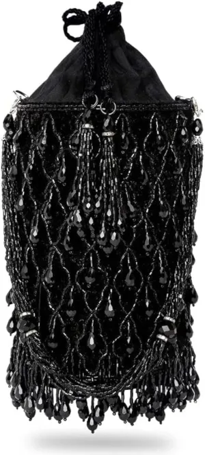 Aheli Black Potli Bag Gift for Women Handmade Evening Wristlet Handbags Stylish Bridal Purse Fashion Bag