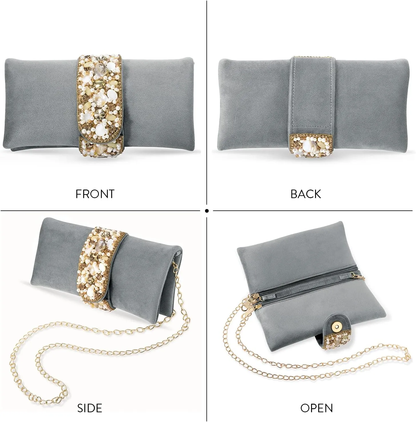 Aheli Clutch Purses Gift for Women Handmade Evening Bridal Handbags