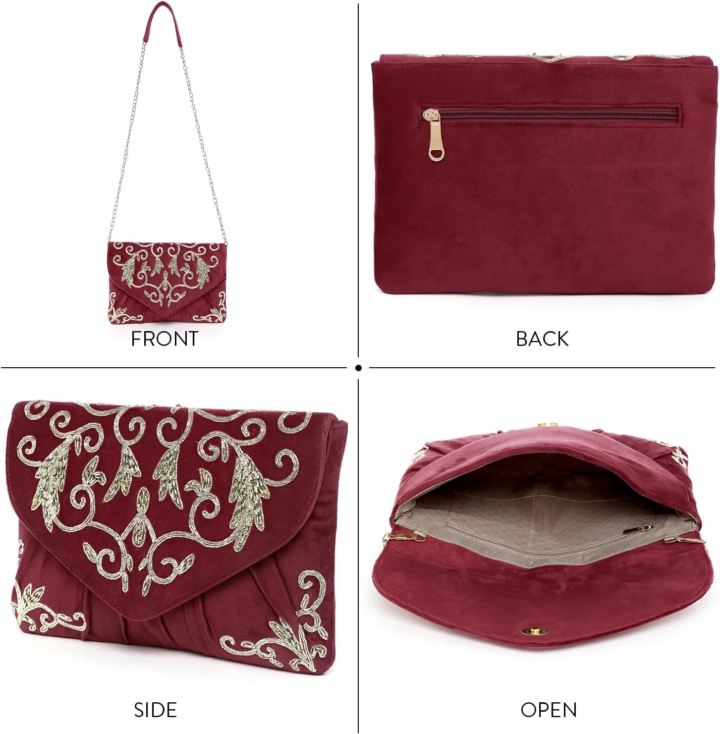 Aheli Clutch Purses Gift for Women Wedding Handmade Evening Handbags Party Bridal Clutch