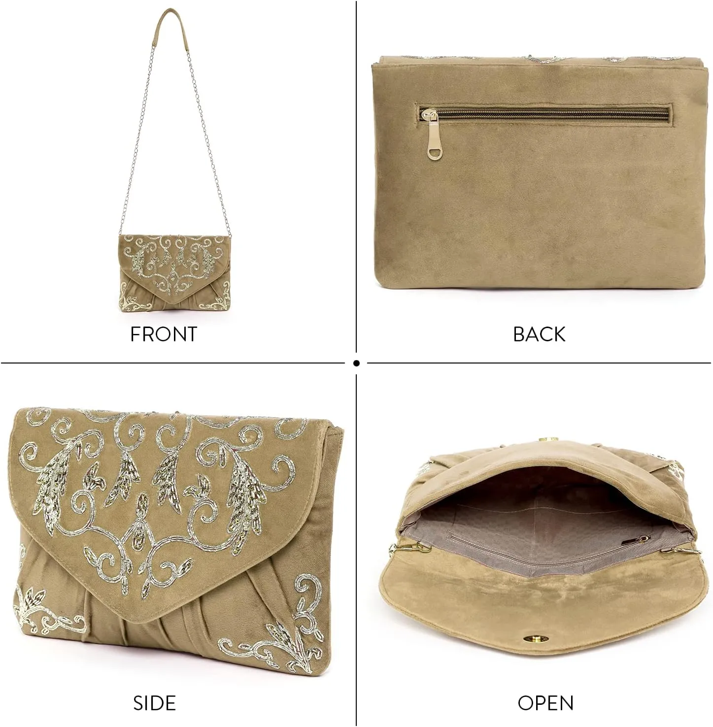 Aheli Clutch Purses Gift for Women Wedding Handmade Evening Handbags Party Bridal Clutch