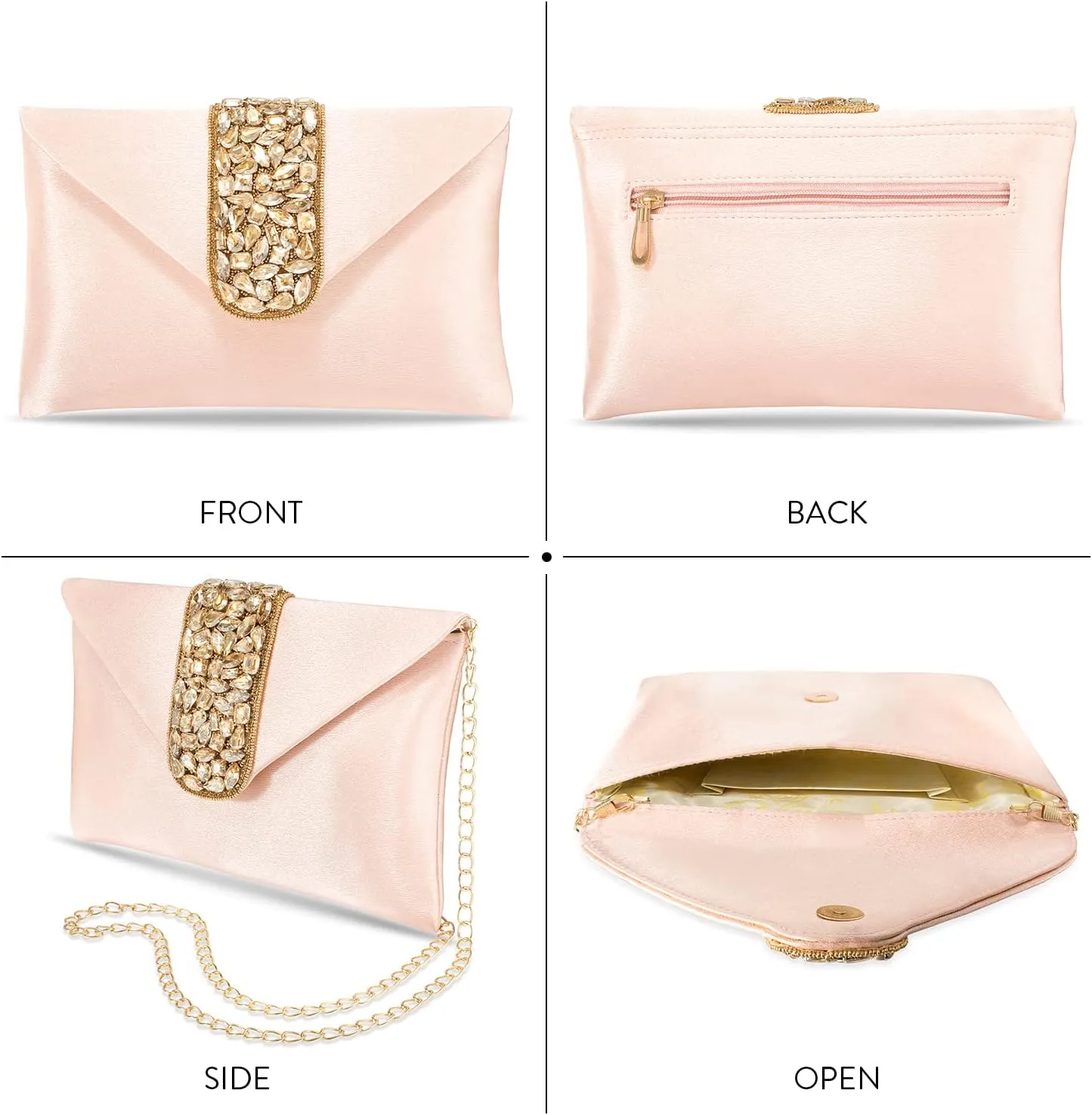 Aheli Clutch Women's Purse Bridal Bag for Casual Detachable Strap Evening Sling Bag Gift for Women