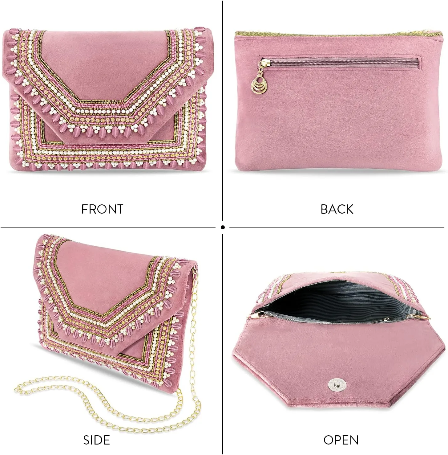 Aheli Clutch Women's Purse Bridal Bag for Casual Detachable Strap Evening Sling Bag Gift for Women
