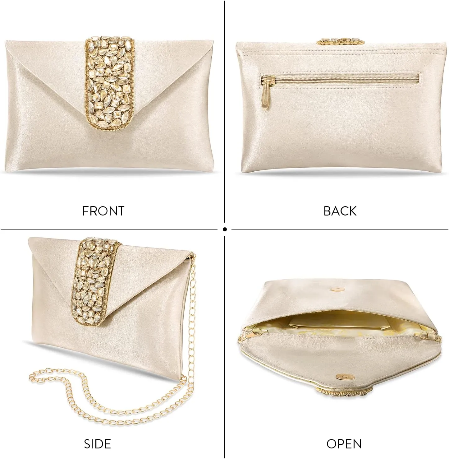 Aheli Clutch Women's Purse Bridal Bag for Casual Detachable Strap Evening Sling Bag Gift for Women