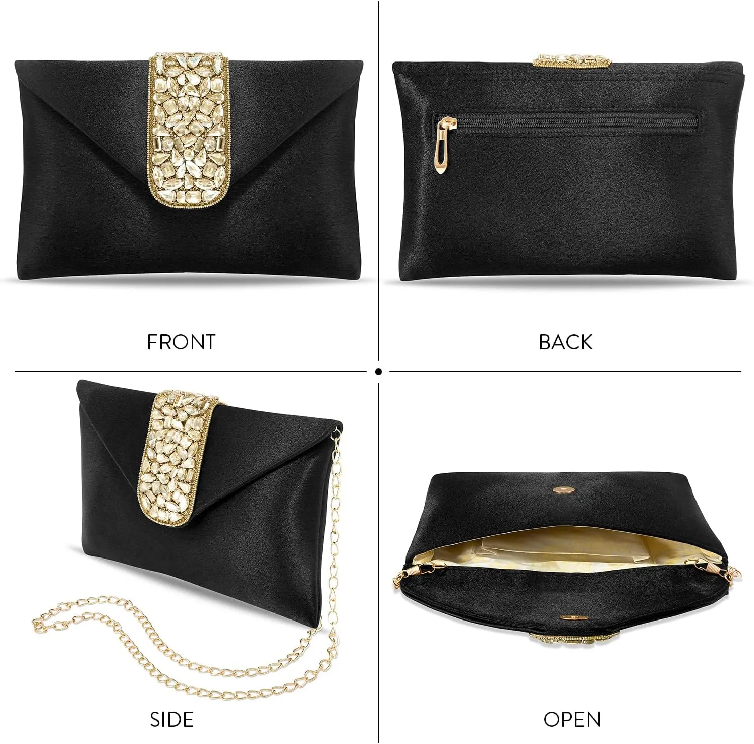 Aheli Clutch Women's Purse Bridal Bag for Casual Detachable Strap Evening Sling Bag Gift for Women