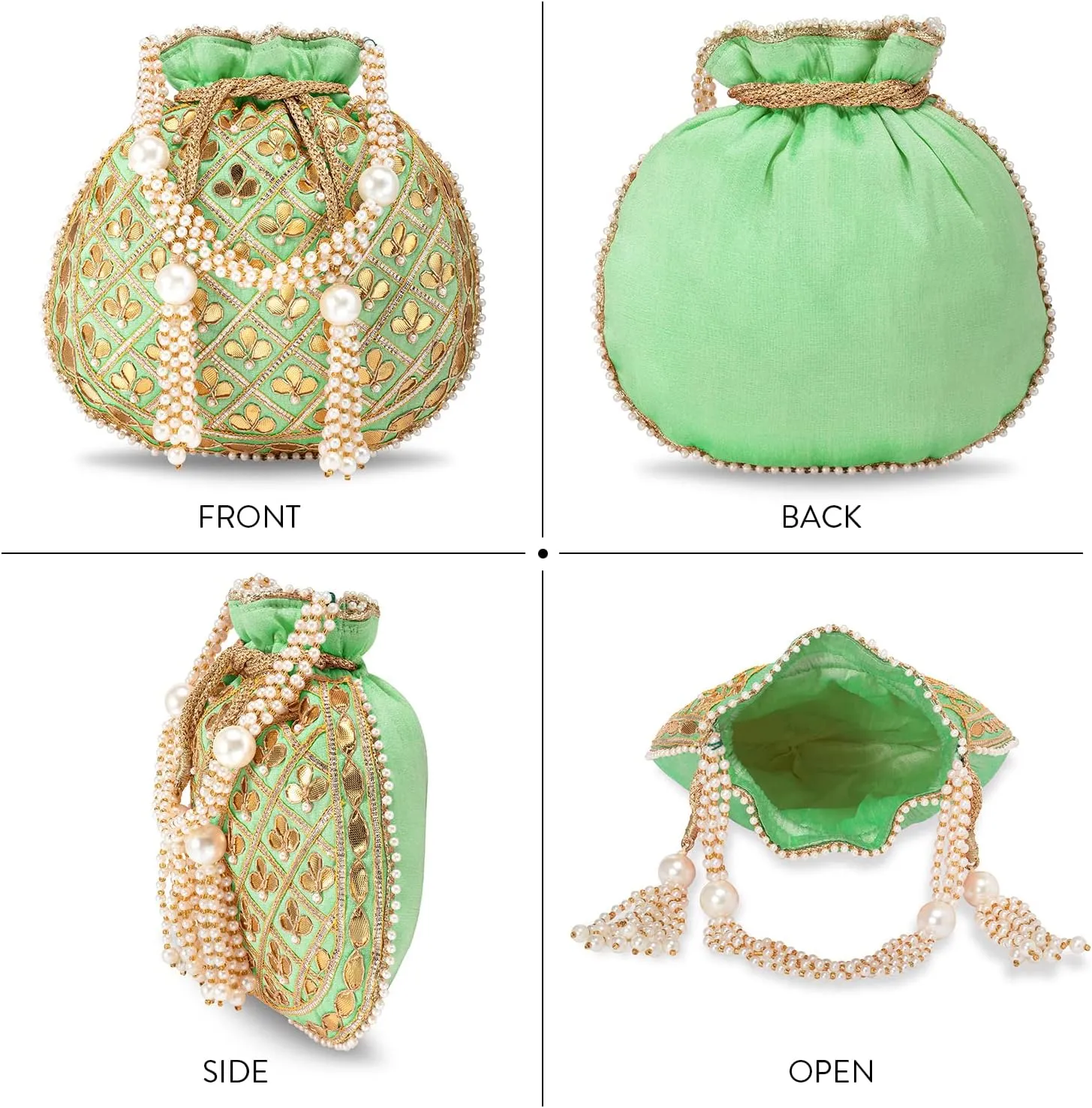 Aheli Embroidered Potli Bag Gift for Women Handmade Ethnic Purse Evening Handbags Stylish Bridal Fashion Clutch Bag