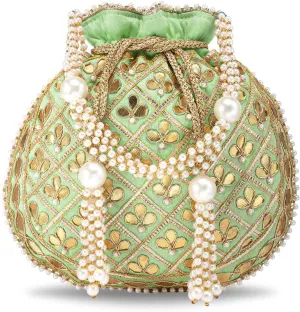 Aheli Embroidered Potli Bag Gift for Women Handmade Ethnic Purse Evening Handbags Stylish Bridal Fashion Clutch Bag