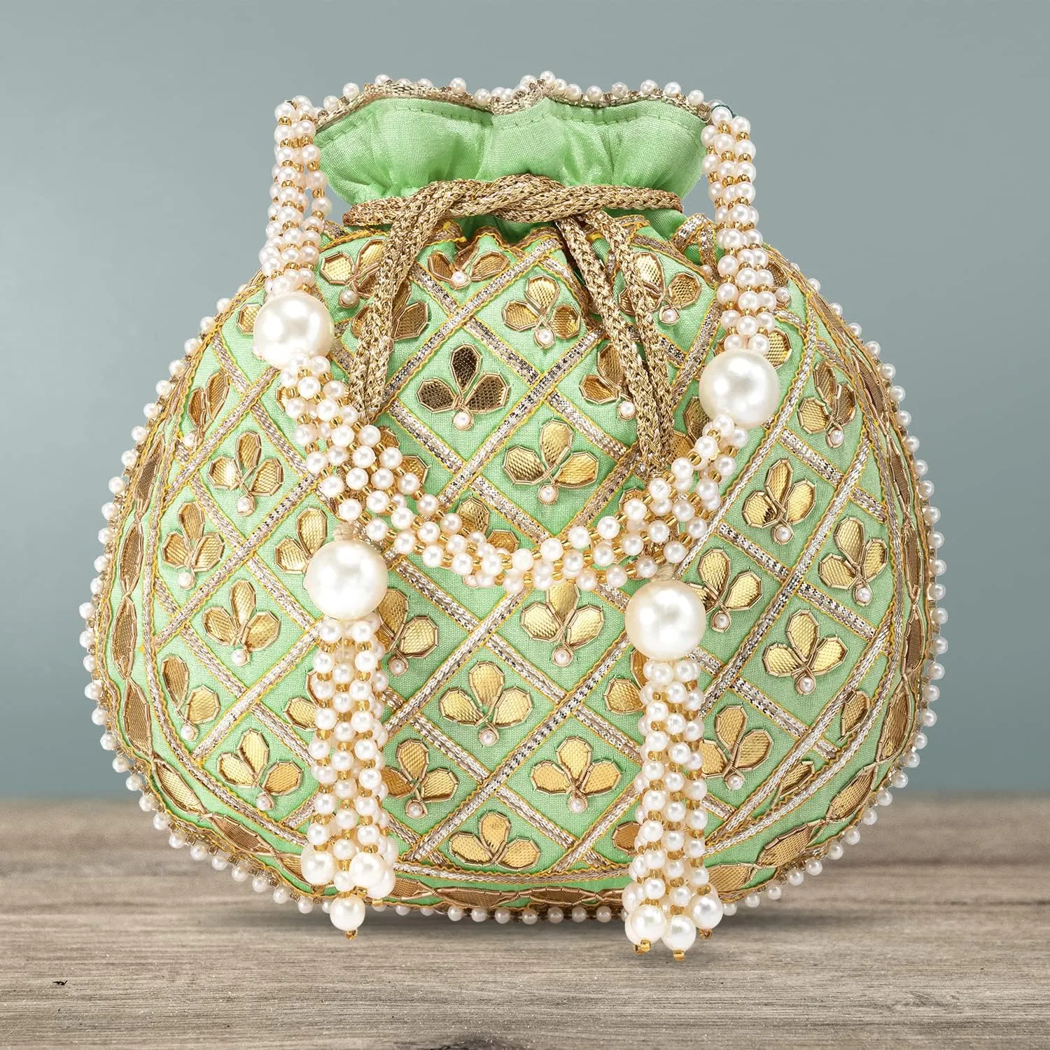 Aheli Embroidered Potli Bag Gift for Women Handmade Ethnic Purse Evening Handbags Stylish Bridal Fashion Clutch Bag