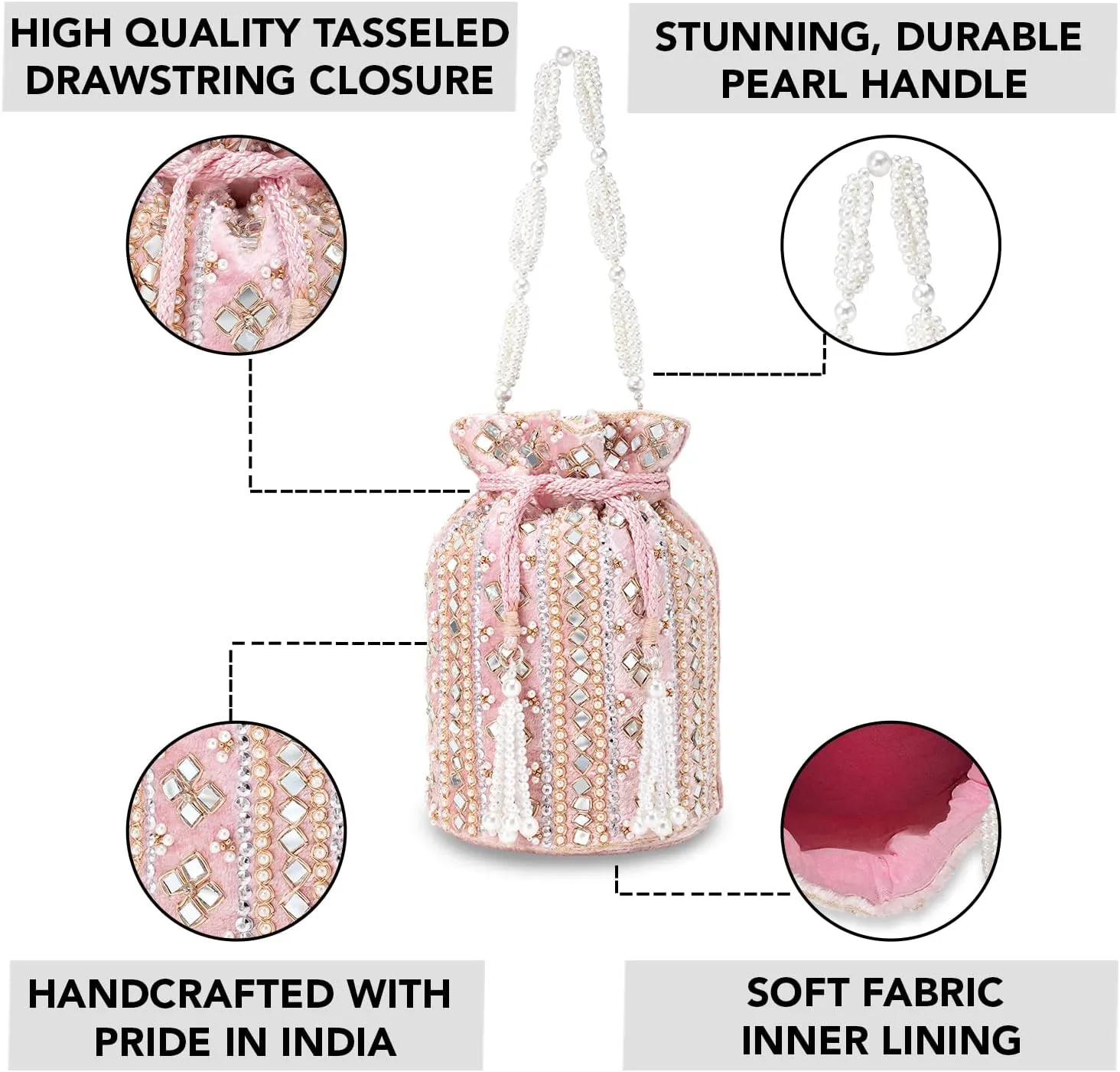 Aheli Indian Potli Bags Gift for Women Evening Bag Clutch Ethnic Bride Purse with Drawstring