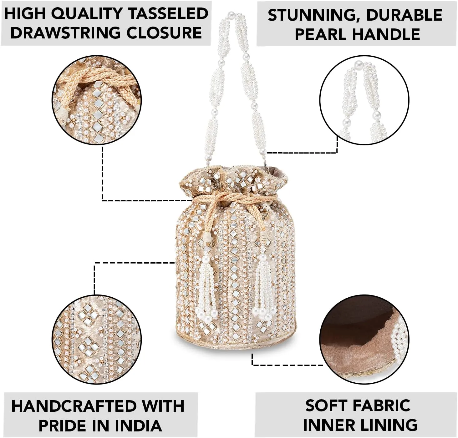 Aheli Indian Potli Bags Gift for Women Evening Bag Clutch Ethnic Bride Purse with Drawstring
