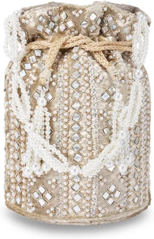Aheli Indian Potli Bags Gift for Women Evening Bag Clutch Ethnic Bride Purse with Drawstring