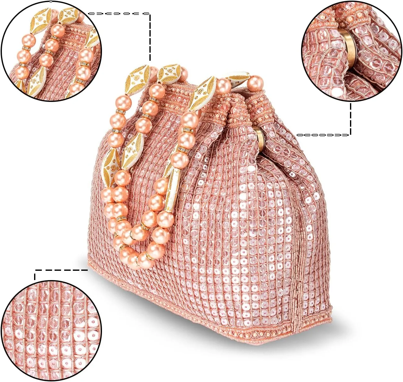 Aheli Indian Potli Bags Gift for Women Evening Bag Clutch Ethnic Bride Purse with Drawstring